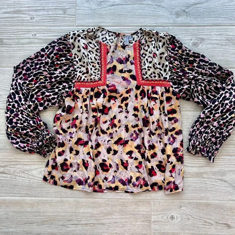 Blank London Womens Multicolor Leopard Print Blouse Top‎ Size XS Petite